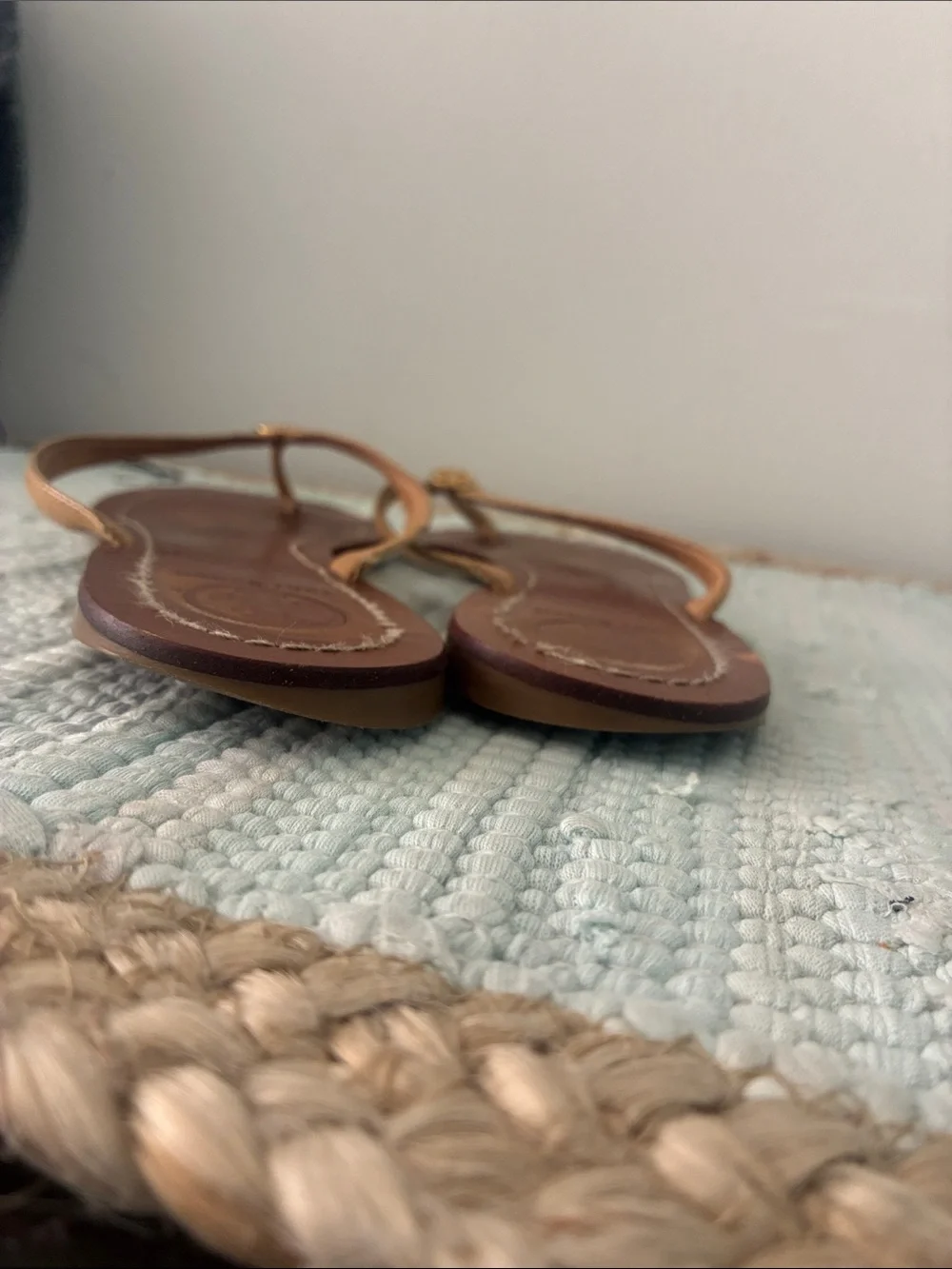 Tory Burch Brown Leather Sandal with Gold Logo